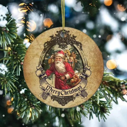 Miniatura 2 de Cheyan Divertido tema de Navidad retro adorno de porcelana de Navidad decoraciones para el hogar colgantes de Navidad Papá Noel árbol de Navidad