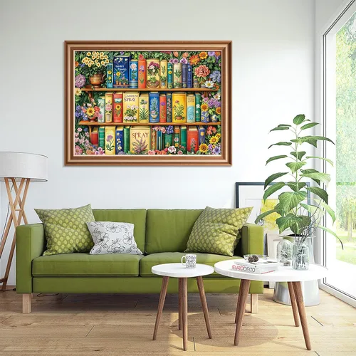 Miniatura 5 de Rompecabezas para adultos de 1000 piezas para adultos, rompecabezas de 1000 piezas, 1000 piezas, estantería de flores coloridas Flower Bookshelf