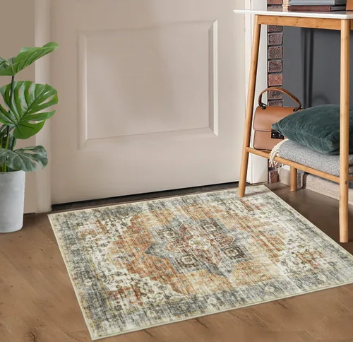 Miniatura 12 de JOLENE.K Alfombra lavable para pasillo, 2 x 6, alfombra de cocina, oriental, suave, envejecida, vintage, antideslizante, resistente a las manchas