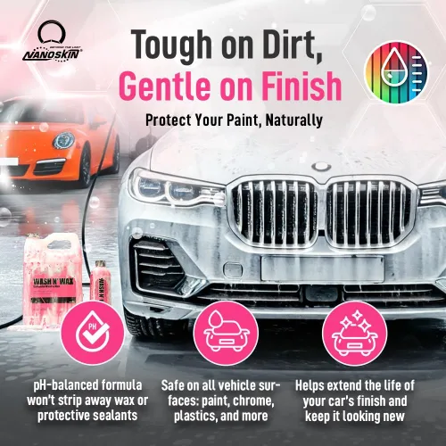 Miniatura 7 de Nanoskin WASH N' WAX con carnauba de 16 onzas – Limpia y brilla en un solo paso Funciona con cañón de espuma, pistola de espuma, lavado de cubo