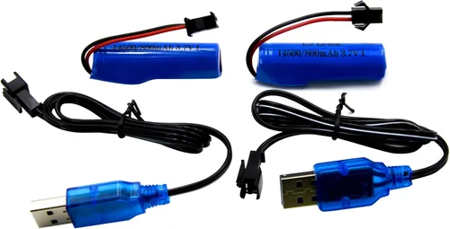 Miniatura 8 de Blomiky Paquete de 2 baterías recargables de iones de litio de 3.7 V 500 mAh, enchufe SM 2P con cable USB para auto de acrobacias RC de doble cara
