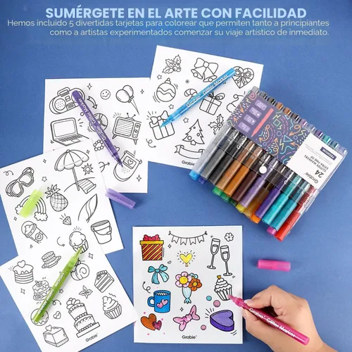 Miniatura 7 de Grabie - Marcadores de purpurina metálicos, marcadores de pintura acrílica de punta extrafina, bolígrafos de purpurina de tinta a base de agua