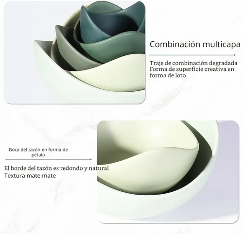 Miniatura 8 de Notakia Cuencos decorativos de ensalada con forma de loto, aptos para lavavajillas, cuencos de cerámica únicos en ángulo para ensalada, pasta, sopa