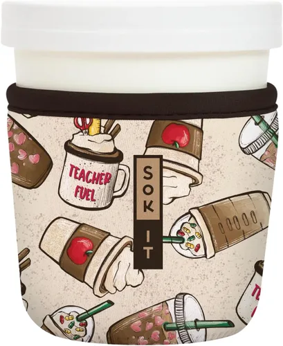 Miniatura 104 de Sok It IceCreamSok - Funda de neopreno aislada (flores abstractas, pintas de helado cónicas)