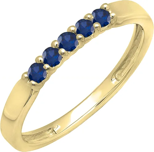 Miniatura 111 de Dazzlingrock Collection Anillo de boda redondo de 5 piedras preciosas o diamantes para mujer en oro macizo de 10 K/14 K/18 K