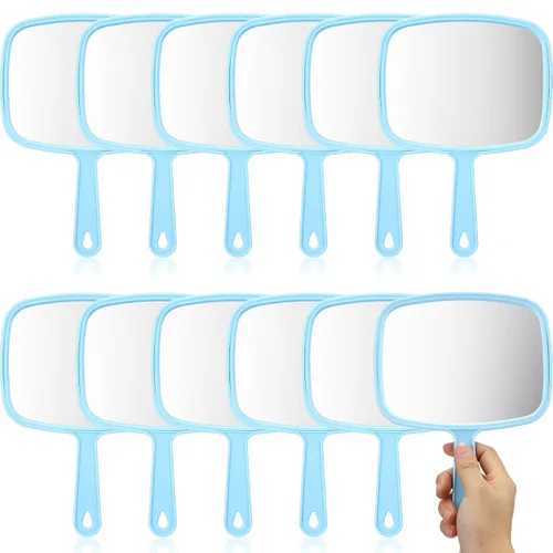Miniatura 17 de Geetery 12 espejos de mano con asas, espejos de maquillaje de mano, montaje de pared a granel para mujeres, cosméticos, baño, hogar, peluquería