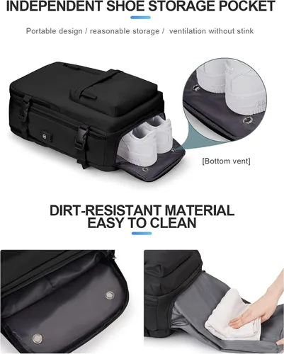 Miniatura 5 de VECAVE mochila para laptop de viaje, mochila para llevar en vuelos, mochila casual para deportes y universidad, A-Negro, Pequeño, Mochilas de viaje
