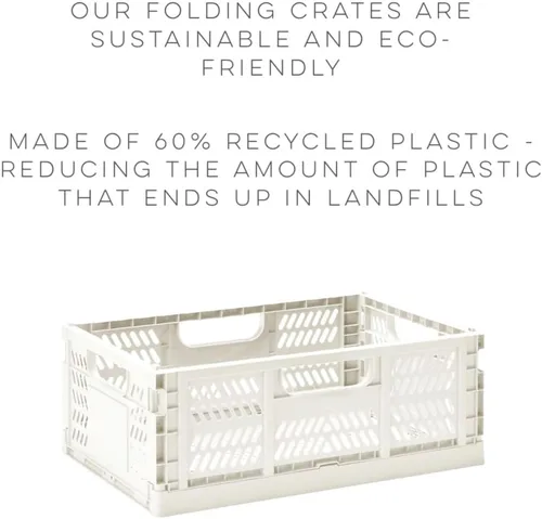 Miniatura 2 de 3 Sprouts Caja plegable de plástico reciclado, caja de almacenamiento plegable apilable para organización para adultos y niños, caja de plástico