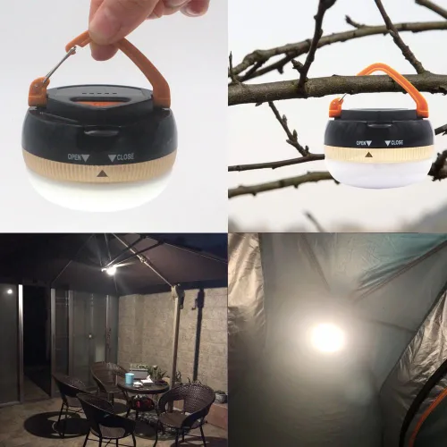 Miniatura 6 de Paquete de 2 faroles LED portátiles para camping, luz de tienda de campaña al aire libre, lámpara de campamento colgante con 5 modos, gancho