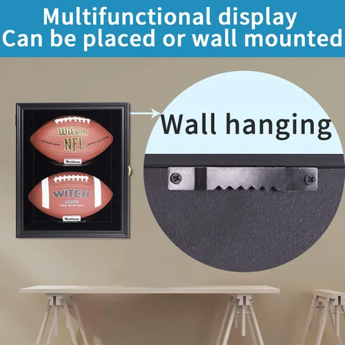 Miniatura 4 de 2 vitrinas de fútbol para montaje en pared, con cerradura, vista clara, tamaño completo, antidecoloración, protección UV, puerta acrílica, recuerdos