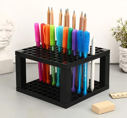 Miniatura 4 de Foraineam Paquete de 4 soportes para lápices y pinceles de 96 agujeros, organizador de escritorio de plástico para lápices, bolígrafos, pinceles