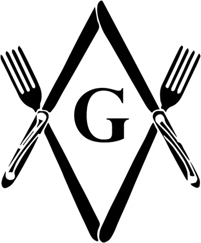 Miniatura 2 de Cuchillos y tenedores Square & Compass Masonic Cooking Kitchen Delantal - [Negro]