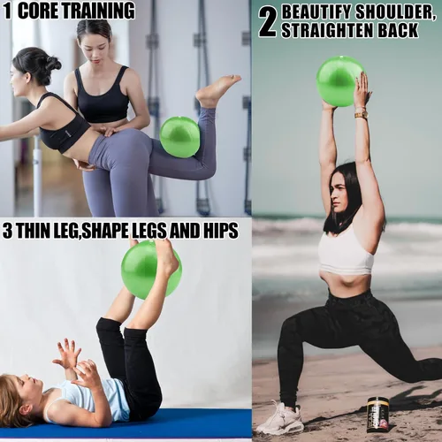 Miniatura 3 de Pelota de ejercicio pequeña antiestallido, antideslizante, estabilidad de 9 pulgadas con popote inflable, mini pelotas de pilates, ideal para yoga