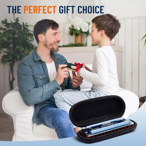 Miniatura 5 de East top - Armónica llave de C, armónica de 10 agujeros 008K diatónica con estuche azul, armónica estándar para adultos, profesionales, Azul-C