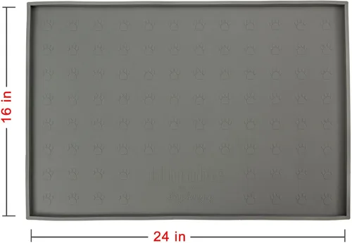 Miniatura 5 de Bandeja de alimentación para alimentos, antideslizante, antiderrames, tapete elevado para comida para perros, fácil de limpiar, impermeable, Gris