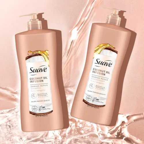 Miniatura 4 de Suave Champú reparador de daños con aceite de coco, para cabello normal, seco y dañado, con infusión de aceite de coco puro, 28 onzas, paquete de 4