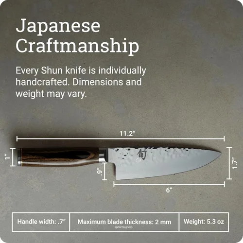 Miniatura 6 de Shun Cutlery Premier - Cuchillo de chef profesional, 6 pulgadas, pequeño, ágil, ideal para la preparación de alimentos, auténtico, hecho a mano