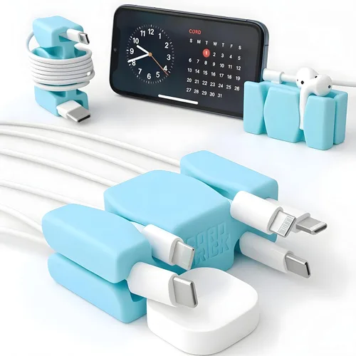 Miniatura 25 de CordBrick Soporte de cable ponderado de silicona y acero para mesita de noche. Organizador de cargador de teléfono de viaje. Accesorio útil