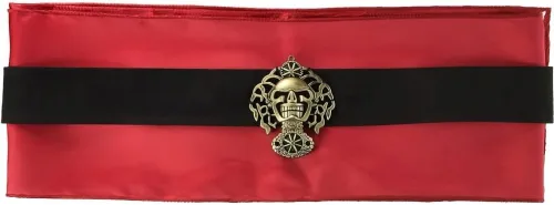 Miniatura 2 de Cinturón pirata ajustable de satén negro y rojo, talla única (paquete de 1), perfecto para accesorio de disfraz o uso diario