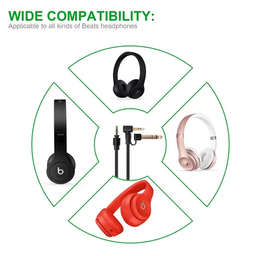 Miniatura 7 de Saipomor Cable de audio de repuesto macho a macho de 0.138 pulgadas, cable de extensión compatible con Beats by Dr Dre Headphones Solo3 Solo2 Solo4
