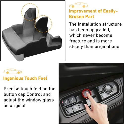 Miniatura 5 de TTCR-II Tapa de botón de interruptor de elevación de ventana interior para Cayenne 2011-2018, para Macan 2015-2025 y Panamera 2010-2016, 1 pieza