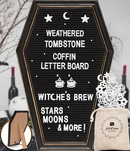 Miniatura 10 de Letrero de tablero de letras de ataúd [combo grande y mini] – Decoración de bruja, decoración gótica para el hogar, tablero de palabras con letras