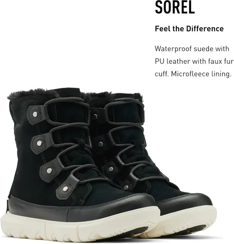 Miniatura 3 de SOREL Explorer II Joan - Botas de piel sintética para mujer, botas de ante impermeables, Black Fawn, 9