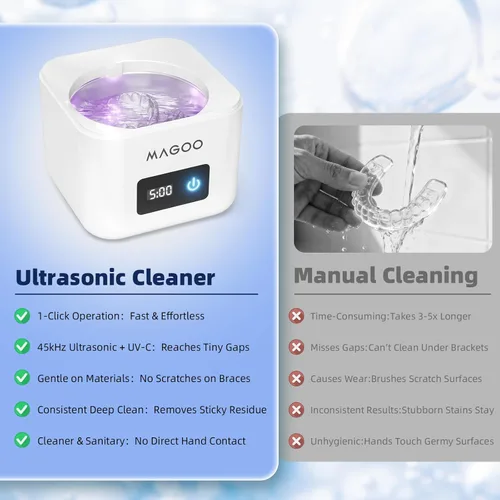 Miniatura 5 de Máquina limpiadora ultrasónica de retenedores, limpiador de dentaduras para alineadores, protectores nocturnos, protectores bucales, cabezales