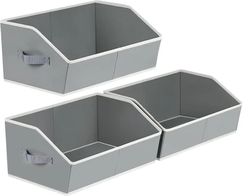 Miniatura 34 de Homsorout Organizador trapezoidal para armario, cestas grandes para organizar, caja de almacenamiento de tela para estantes, cubos de almacenamiento