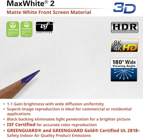 Miniatura 4 de Elite Screens Manual B, pantalla de proyección manual desplegable de 80 pulgadas 4K/8K para cine en casa, juegos, pantalla de proyección M80H Blanco