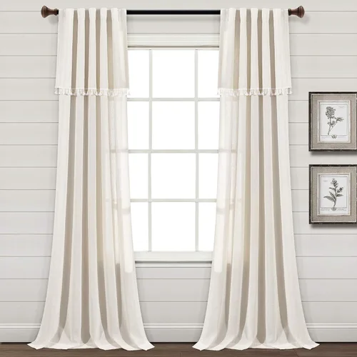 Miniatura 11 de Lush Decor Ivy - Par de paneles de cortinas de imitación para ventana, 84 pulgadas de largo x 52 pulgadas de ancho, lino oscuro