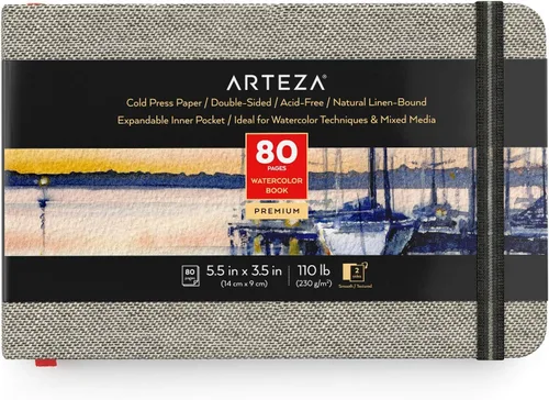 Miniatura 6 de ARTEZA Cuaderno de acuarela, paquete de 3, 80 páginas cada uno, cuaderno de acuarela de 3.5 x 5.5 pulgadas, papel de acuarela de 110 libras/8.11