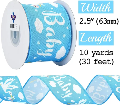 Miniatura 2 de MEEDEE Cinta de arpillera con alambre para bebé niño de 2.5 pulgadas para baby shower, pastel de pañales, regalos de bienvenida a casa, caja