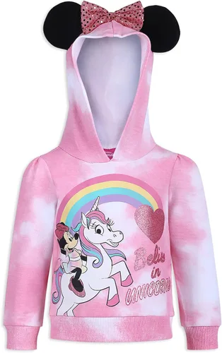 Miniatura 2 de Disney Minnie Mouse Girls - Conjunto de sudadera con capucha y pantalones deportivos para niños pequeños y niños pequeños, color rosa