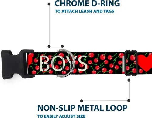 Miniatura 5 de BUCKLE-DOWN 9 – 15" I corazón Boys negro/cerezas collar de Clip de plástico