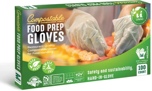 Miniatura 4 de UNNI Compostable Food Prep Gloves, For Food Handling, ASTM D6400, US BPI, CMA & Europe OK Compost Certified