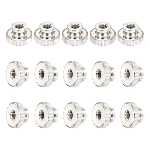 Miniatura 13 de uxcell Tuercas moleteadas, 10 piezas de perillas redondas de hierro M4x0.0.276 in para piezas de impresora 3D, tono plateado