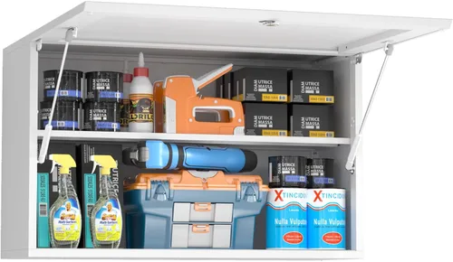 Miniatura 6 de Polup Armario de pared con puertas, gabinete de almacenamiento de metal para almacenamiento de cocina, gabinete superior pequeño, para comedor, sala