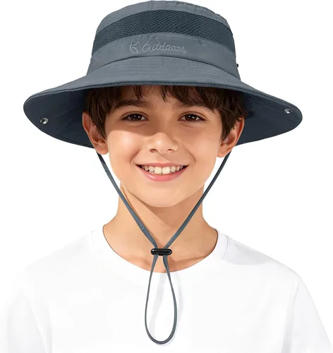 Zando Sombrero de sol para niños al aire libre, UPF 50+, impermeable, sombrero de pescador para niños y niñas, ala ancha, resistente al viento,