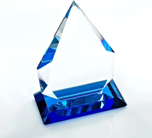 Miniatura 2 de Baudville Premio de trofeo de cristal luminario grabado personalizado - Destacados azules - Viene con elegante caja de regalo negra Lágrima
