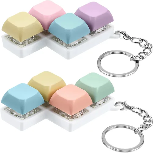 Miniatura 10 de Taiyin - Llavero de juguete con teclado clicker, juguete de descompresión con botón, llavero antiestrés, regalo para adultos para pasar el tiempo