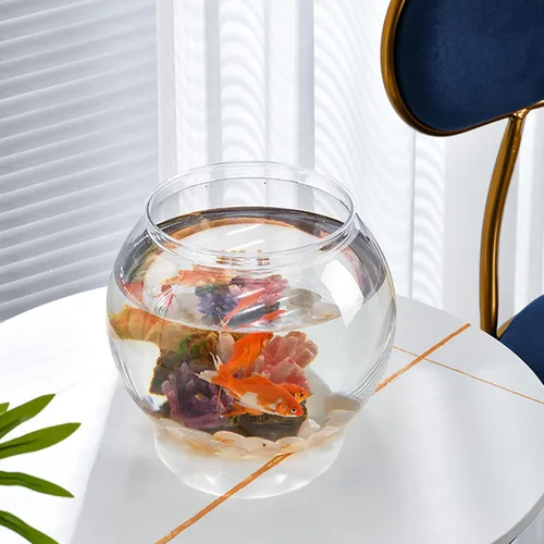 Miniatura 3 de POPETPOP - Cuenco de plástico pequeño para pecera, para escritorio, acuario, cuenco redondo transparente para plantas, hogar, oficina, jardín