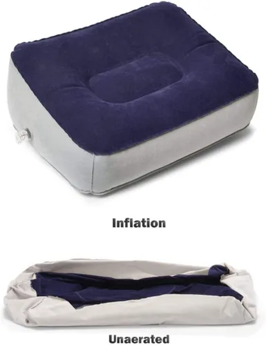 Miniatura 2 de Almohada inflable para descanso de pies, almohadilla para la cabeza, almohada de flocado suave, cojín de relajación para vuelos, otomanos con pierna