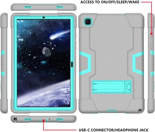 Miniatura 3 de Funda para Tablet de Samsung Galaxy Tab A7 10.4 2020, Funda Protectora de Alta Resistencia y a Prueba de Golpes de PC de Silicona con Soporte