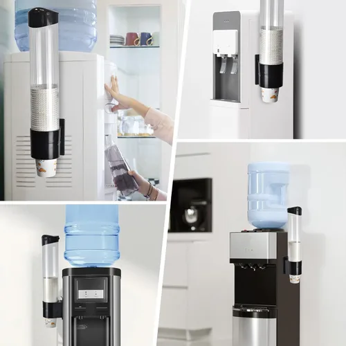 Miniatura 6 de LBTING Dispensador de vasos, enfriador de agua, soporte para tazas de 5 a 7 onzas, cono o fondo plano, montaje en pared de placa de pasta