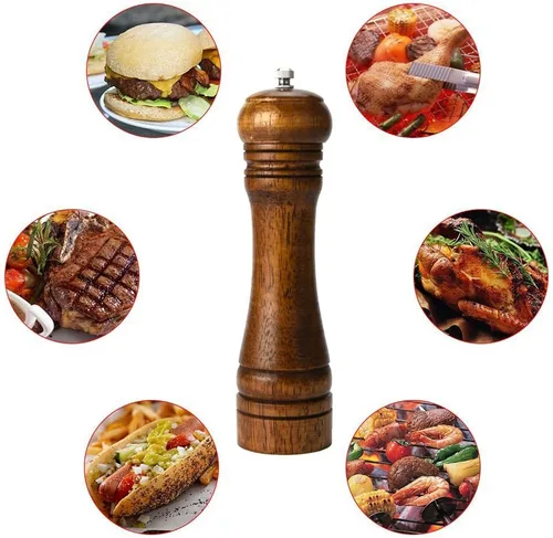 Miniatura 3 de Juego de molinillo de pimienta de madera, molinillo de sal y pimienta, molinillos manuales sólidos con molinillos de cerámica ajustables fuertes, 2