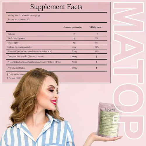 Miniatura 6 de MATOP Gomitas Premium de Equilibrio Femenino para Mujeres - Probiótio + Prebiótico para el Equilibrio del pH Vaginal con Sabor a Uva, Vegano, Sin
