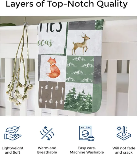 Miniatura 5 de MDPrints - Mantas de bebé personalizadas para niños, manta de bebé personalizada con nombre, regalo de guardería para recién nacidos, forro polar