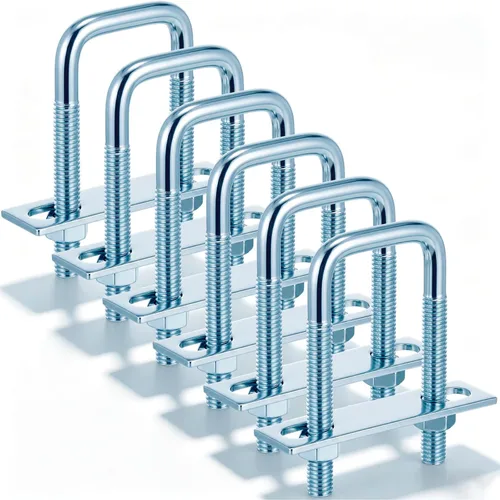 Dunzy 6 pernos cuadrados en U chapados en zinc, perno en U de acero al carbono resistente, suministros industriales y científicos para tubo de