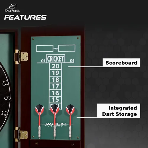Miniatura 4 de EastPoint Sports Official Size Dart Board Cabinet Set- Easy-Assembly & Complete with 6 Deluxe Steel Tip Darts and Accessories -Premium Darts Set